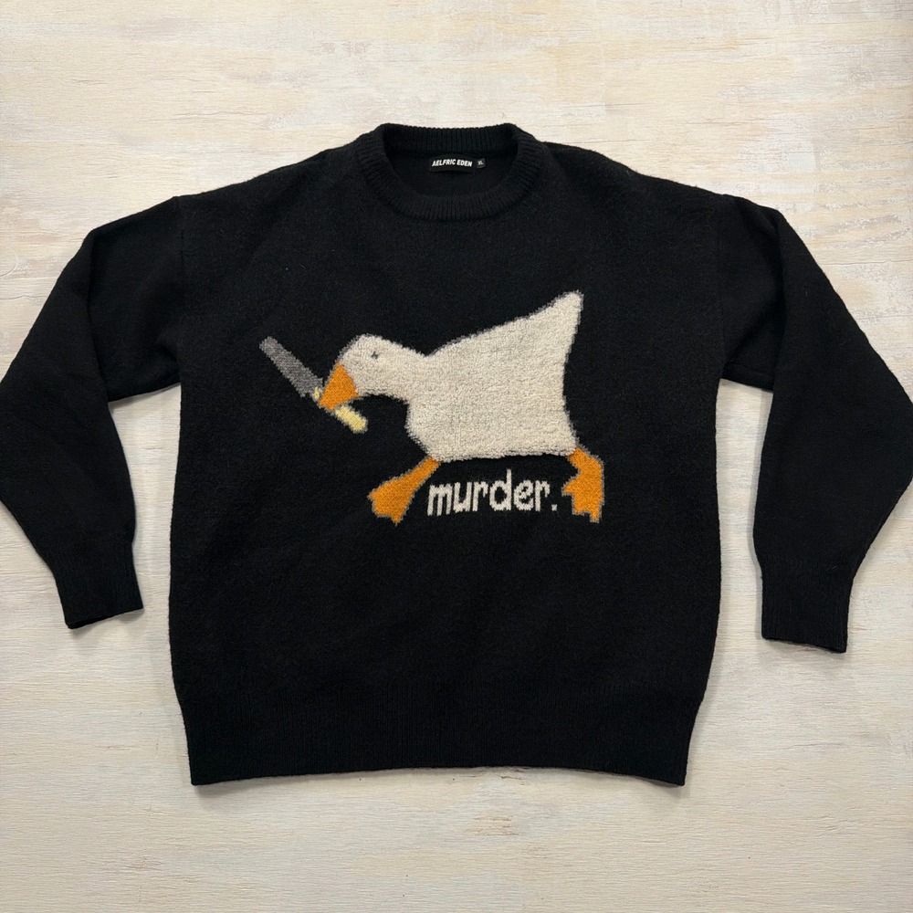 Aelfric Eden Sweater Murder Goose Knife Graphic Black XL Streetwear Mens